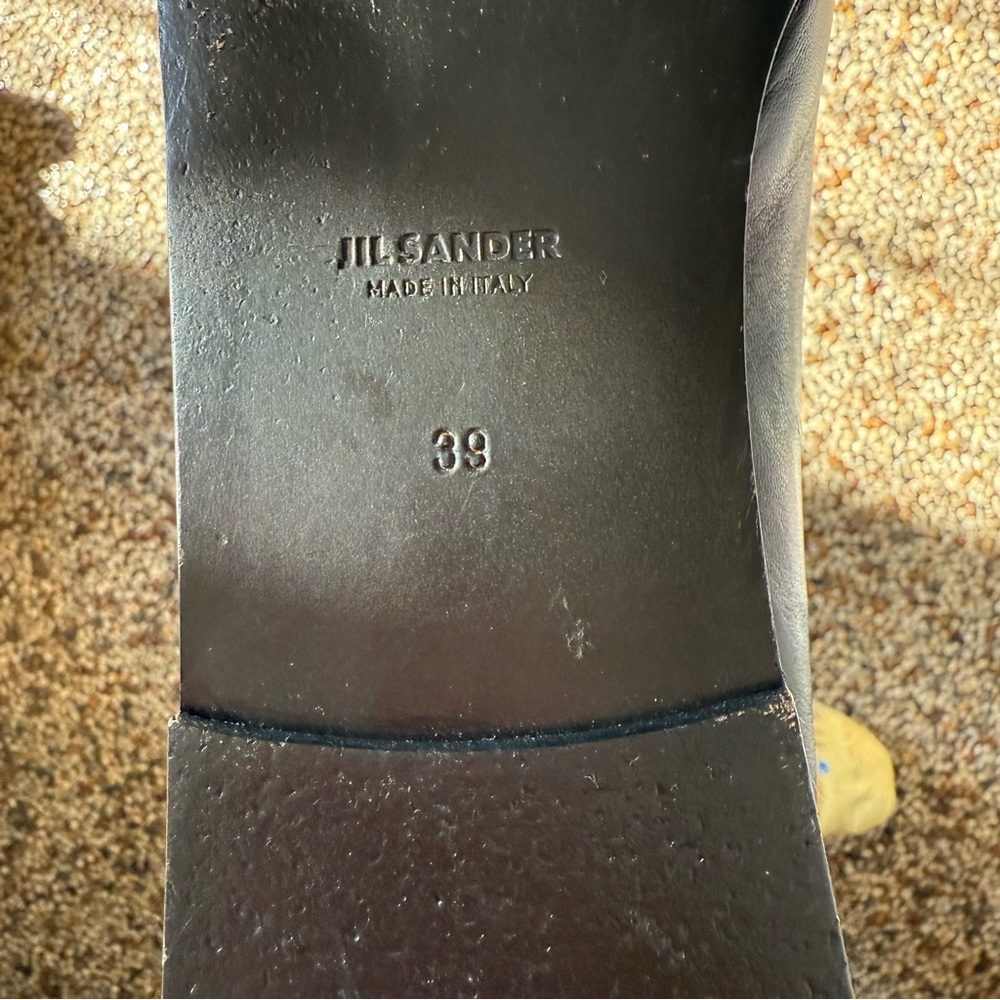 JIL SANDER Black Ring whipstitch-trimmed leather ballet flats Size 9 - Picture 9 of 11